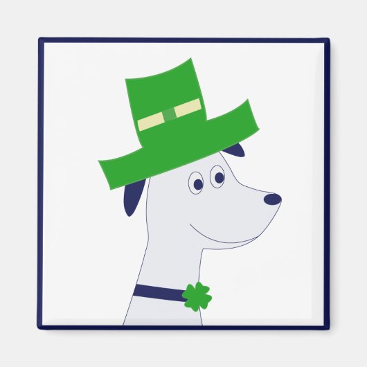 Magnet with St. Patrick's Day dog and clover (Devant)