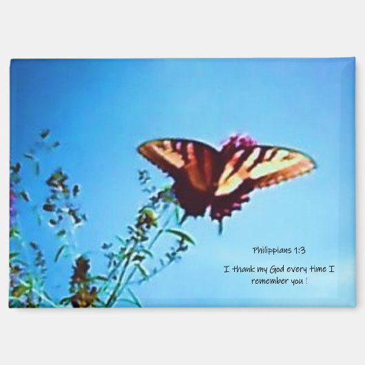 Magnet Yellow Butterfly Phillipians 1:3 Magneet (Voorkant)