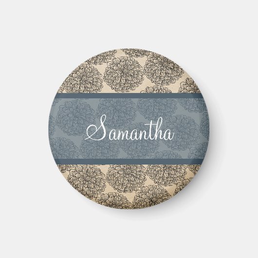Magnet Zinnia Vintage bleu (Devant)