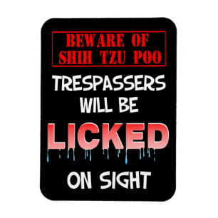 Magnet (zwart): "Beware van Shih Tzu Poo" Magneet