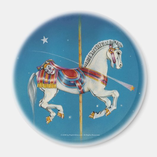 Magneten - rood, wit & blauw carrousel paard (Voorkant)