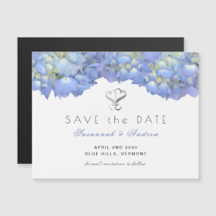 Magnetic Blue Moon Hydrangea Save the Date Card Magnetische Uitnodiging