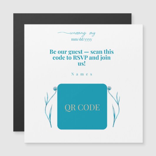 Magnetic Card| QR Code Wedding Magnet Invite (Devant / Derrière)