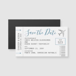Magnetic Mini Boarding Pass Save the Date Silver