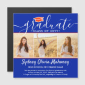 Magnetic Orange Blue Graduation Faire-part photo (Devant / Derrière)
