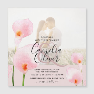 MAGNETIC Pink Calla Lily PHOTO Mariage Invitation