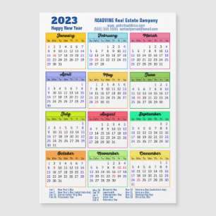 Magnétique 2023 Calendrier moderne Blue Business Carte magnét