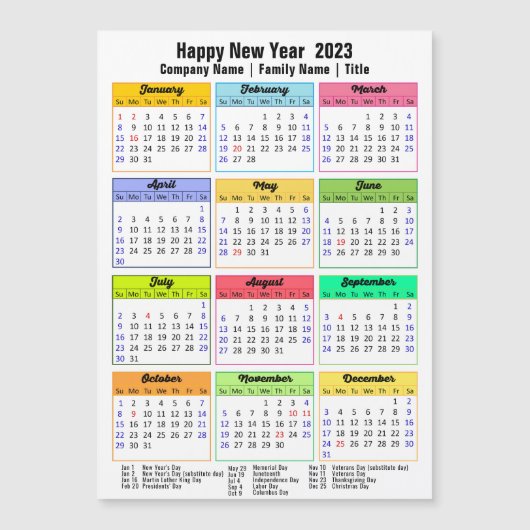 Magnétique 2023 Calendrier Personnalisé Affaires Carte magnét (Devant)