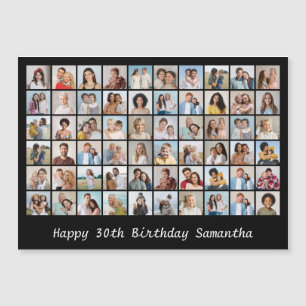 Magnétique 60 Photo Collage Nom et âge Anniversaire Carte mag