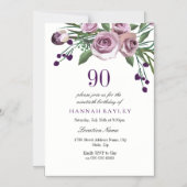 Magnétique 90e anniversaire Invitation : Elégant Plum Purple  (Recto)