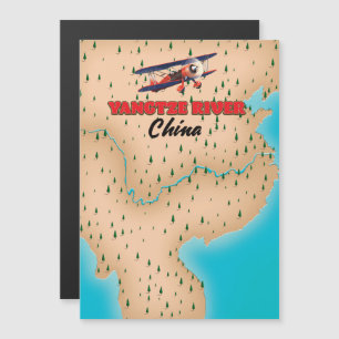 Magnétique Affiche de carte du fleuve Yangtze Chine