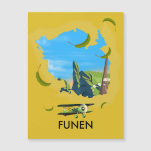Magnétique Affiche de voyage carte de Funen, Danemark