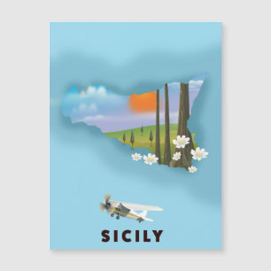 Magnétique Affiche de voyage carte illustrée de Sicile