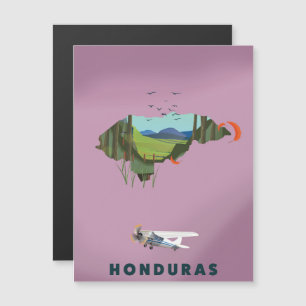 Magnétique Affiche de voyage carte illustrée du Honduras