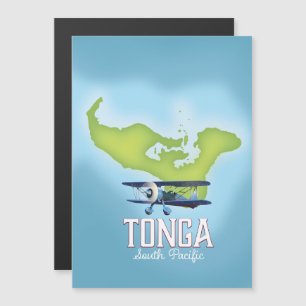 Magnétique Affiche de voyage en avion carte des Tonga