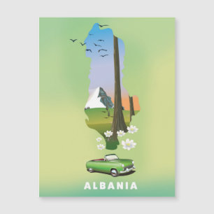 Magnétique Affiche de voyage illustrée carte de l'Albanie