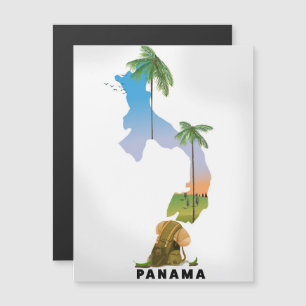 Magnétique Affiche de voyage illustrée carte du Panama.