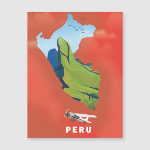 Magnétique Affiche de voyage illustrée carte du Pérou