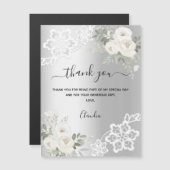 Magnétique Aimant de carte de remerciements en dentelle blanc (Devant / Derrière)