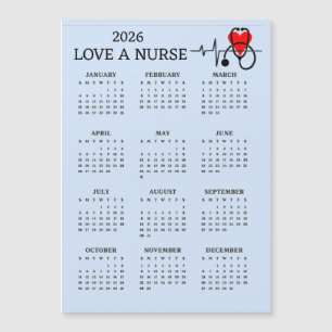 Magnétique Aimer une infirmière Calendrier 2026 Carte magnéti