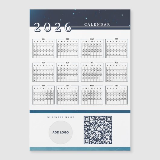 Magnétique Ajouter Logo 2026 Calendrier Code QR Carte magnéti (Devant)