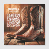 Magnétique Ajouter Photo Western Magnetic QR Code Carte de vi (Devant)