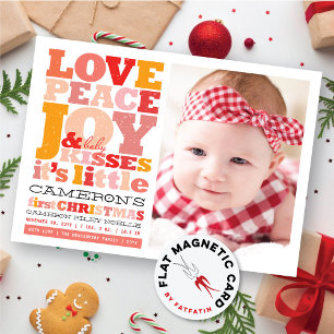 Magnétique Amour Coloré Paix Joie Et Bébé Baisers Carte photo