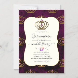 Magnétique Ancienne Elégance Or Quinceañera Invitation magnét