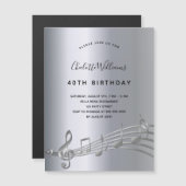 Magnétique Anniversaire argent notes musique invitation aiman (Devant / Derrière)