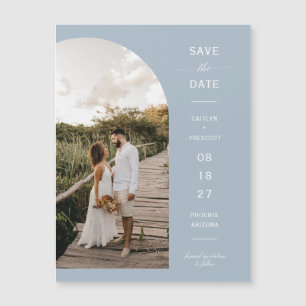 Magnétique Arc bleu Dusty Photo Enregistrer la date Carte mag