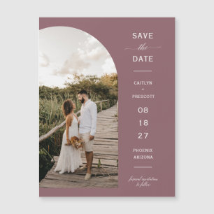 Magnétique Arche Boho pourpre Dusty Enregistrer la date Carte