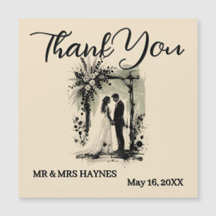 Magnétique Arche de mariage bohème Carte de remerciement avec