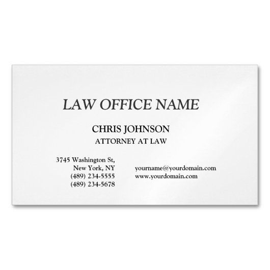 Magnétique Avocat noir et blanc Carte de visite de droit (devant)