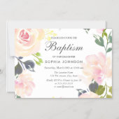 Magnétique Beau rose rose douce rose florale Invitation de ba (Recto)