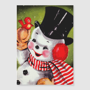 Magnétique Bonne carte de vacances Vintage Snowman