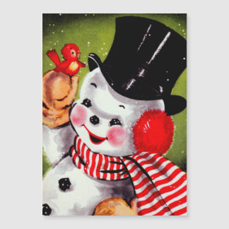 Magnétique Bonne carte de vacances Vintage Snowman