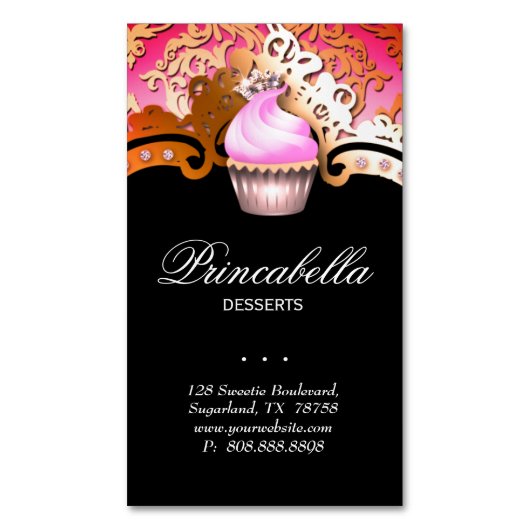 Magnétique Boulangerie Cupcake Élégant Carte de visite en or (devant Vertical)