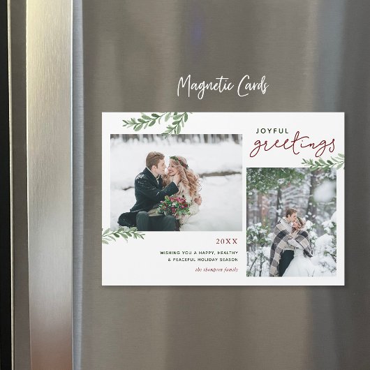 Magnétique Branches de verdure 2 Carte de vacances photo Magn