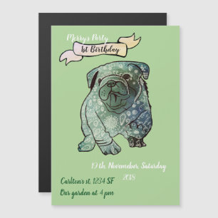 Magnétique Buldog Puppy Anniversaire Invitation French Bulldo