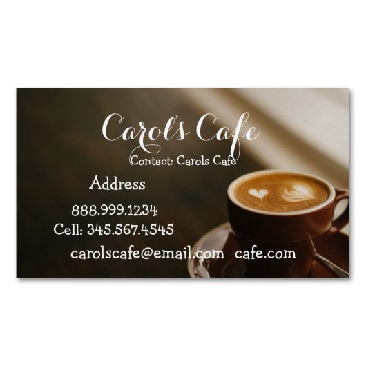Magnétique Café Café sur mesure Café Café Carte de visite (devant)