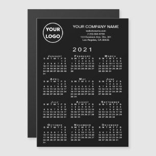 Magnétique Calendrier 2021 - Logo d'entreprise Texte Carte ma