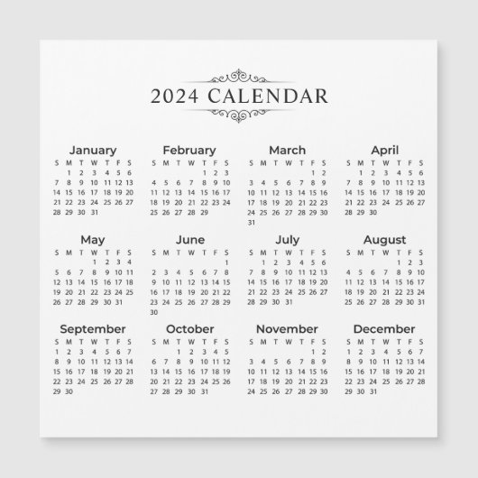 Magnétique Calendrier 2024 simple mais élégant | Carte magnét (Devant)