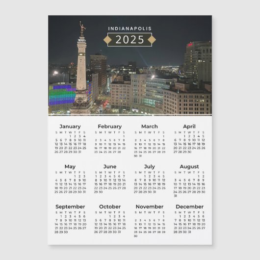 Magnétique Calendrier 2025 Indianapolis Monument Carte Magnét (Devant)