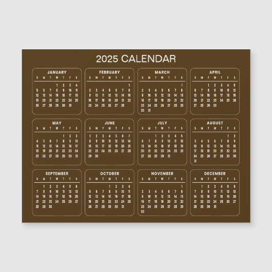 Magnétique Calendrier 2025 simple mais élégant | Carte magnét (Devant)