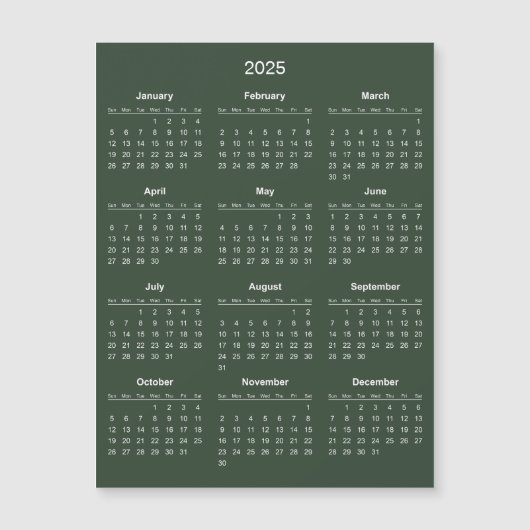 Magnétique Calendrier 2025 simple mais élégant | Carte magnét (Devant)