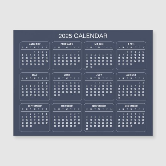 Magnétique Calendrier 2025 simple mais élégant | Carte magnét (Devant)