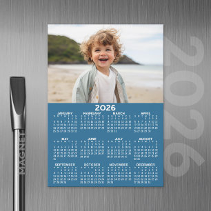 Magnétique Calendrier 2026 avec photo - Vue Année Carte magné