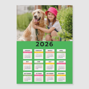 Magnétique Calendrier 2026 avec photo - Vue annuelle Carte ma
