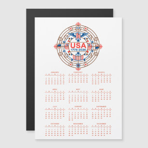 Magnétique Calendrier 2026 Joyeux anniversaire USA 250 Carte