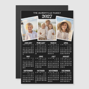Magnétique Calendrier 2027 3 Photos - Vue annuelle Carte magn